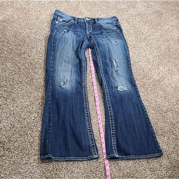 Silver Lola Flare Jeans 27 Inseam Hole Distressed - Picture 14 of 16